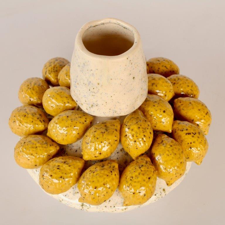 Yellow Lemon & Cream Speckled Vase